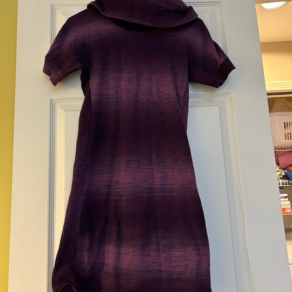 Purple Short Sleeve Sweater Dress